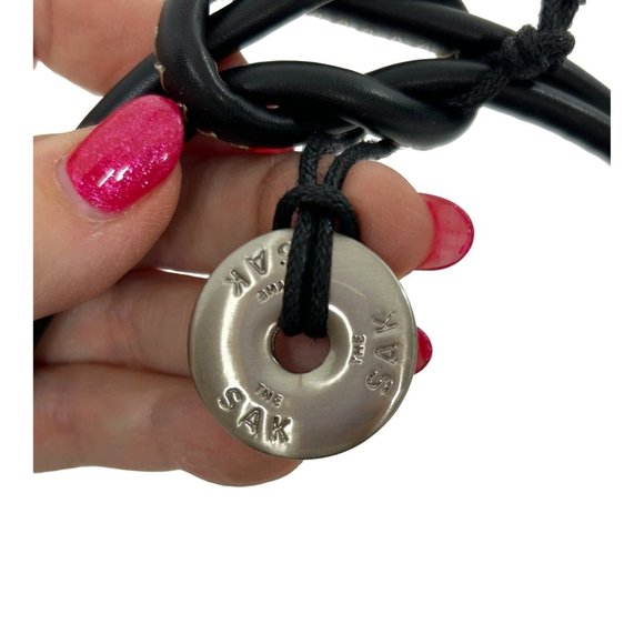 The Sak Women’s Black Purse Fabric Weave Faux Leather Rectangle Snap Pockets - Picture 12 of 17